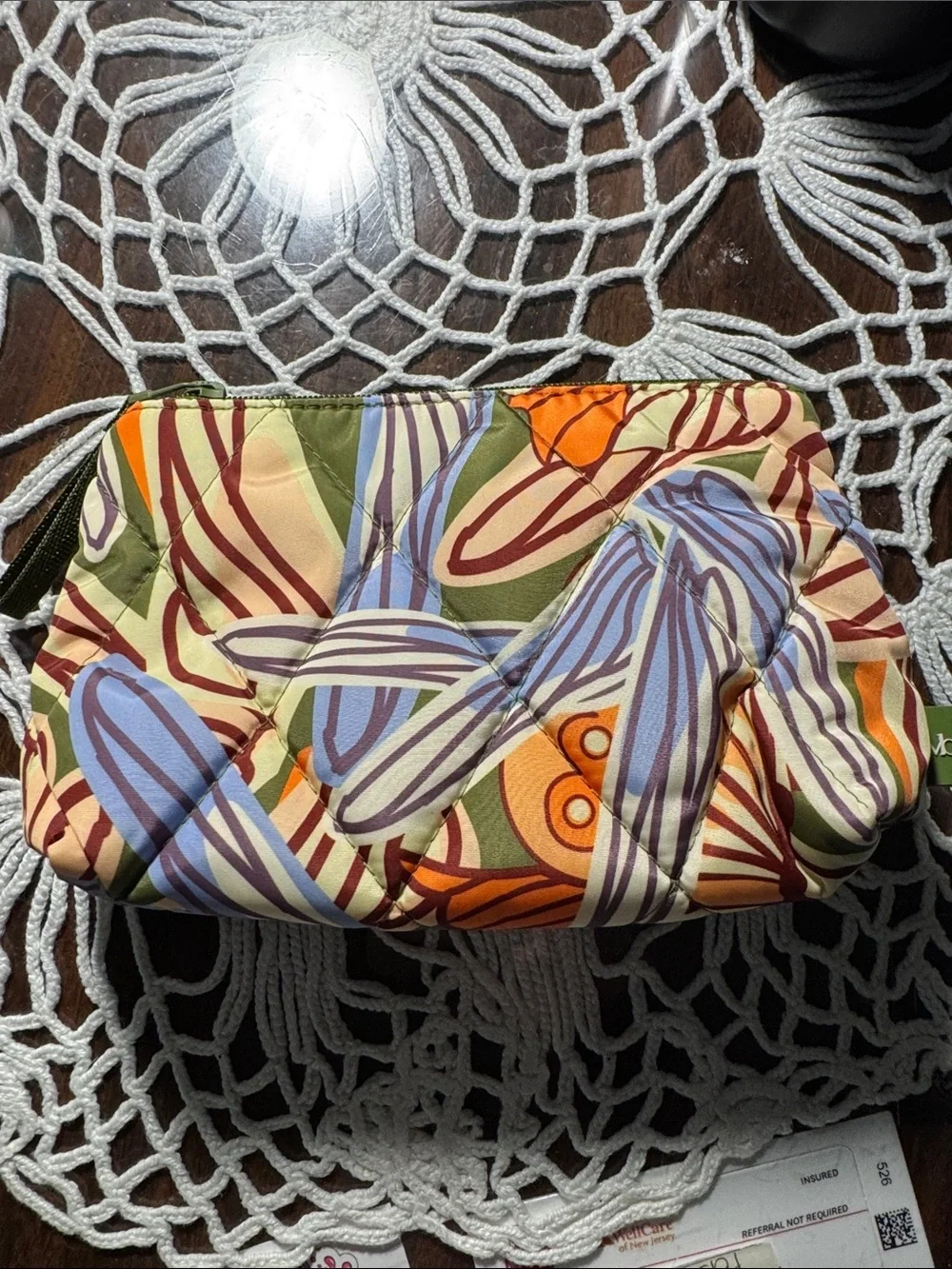 Vera Bradley Quilted small, essential Pouch in dragonfly pattern